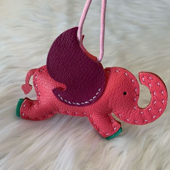 Handmade Genuine Leather Colorblock Dumbo Bag Charm/Keychain - Picture 4 of 9